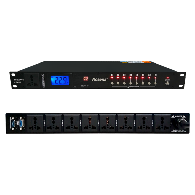 奧盛8+1路時序電源 延時上電PDU RS232串口 帶分位按鈕開關(guān)