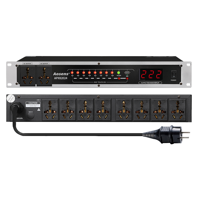奧盛 8+2路時序電源 延時上電PDU 帶電壓顯示 獨立控制APX82024