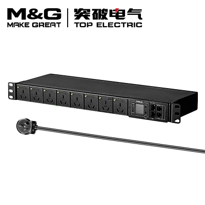 07TG130901突破PDU機柜插座/16A/8聯/智能監控/黑色/3*2.5/3米線/國標16A插頭